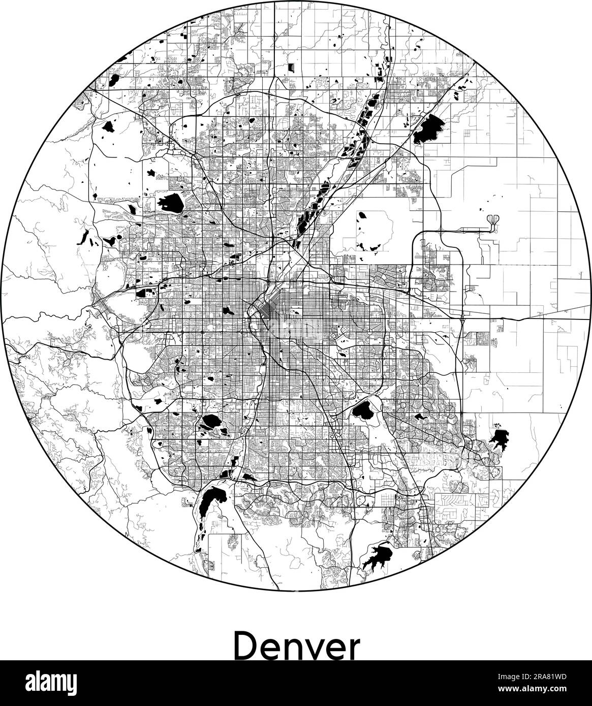 City Map Denver United States North America vector illustration black white Stock Vector Image