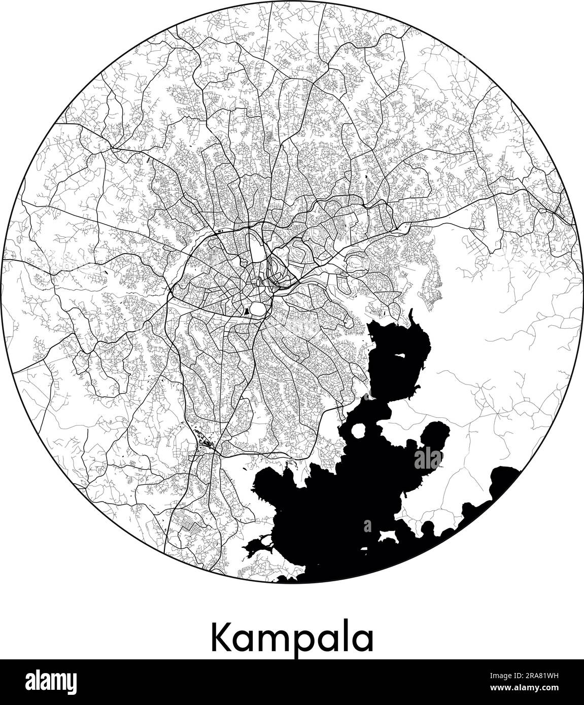 City Map Kampala Uganda Africa vector illustration black white Stock Vector