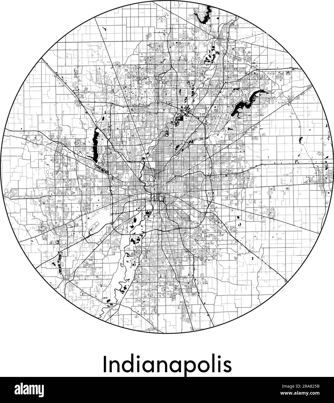 City Map Indianapolis United States North America vector illustration black white Stock Vector