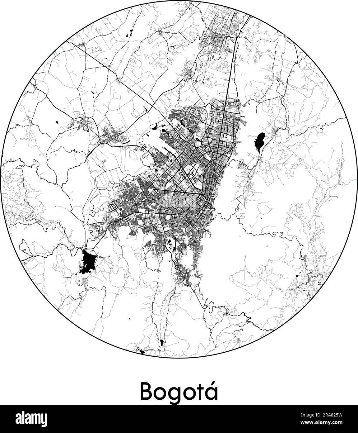 City Map Bogota Colombia South America vector illustration black white Stock Vector