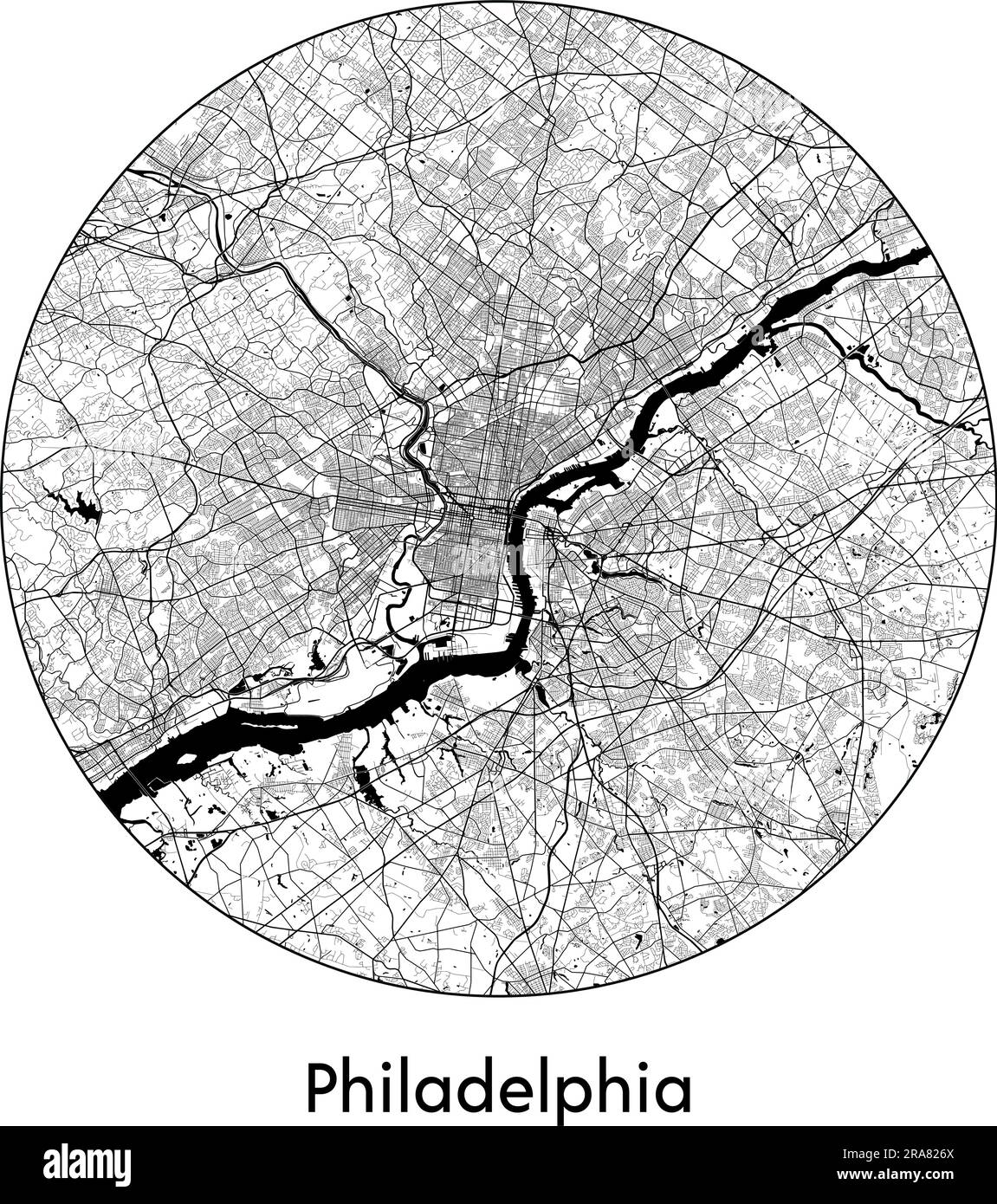 City Map Philadelphia United States North America Vector Illustration Black White Stock Vector 5838