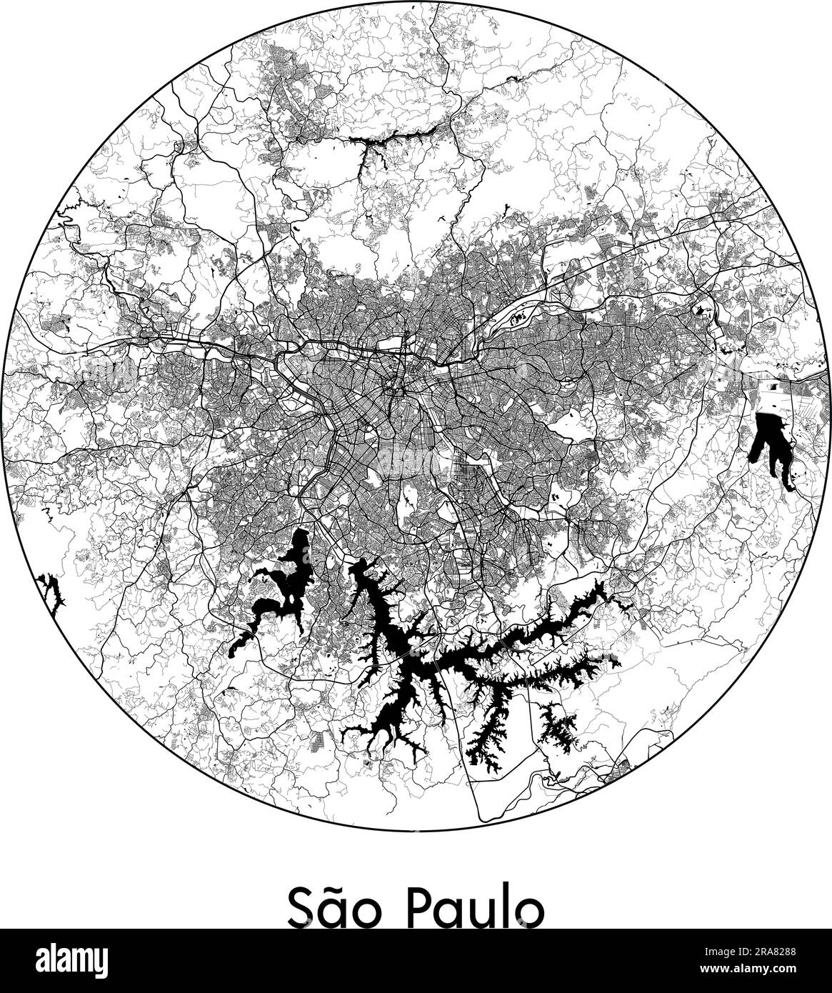 City Map Sao Paulo Brazil South America Vector Illustration Black White