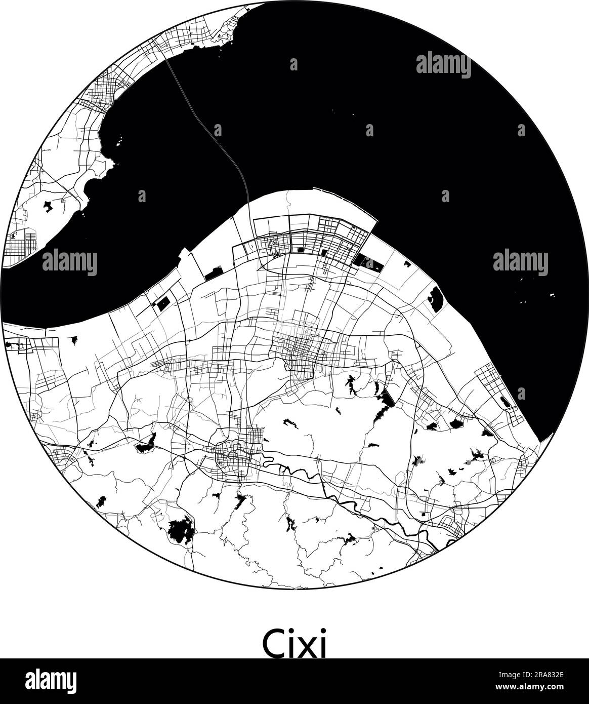 City Map Cixi China Asia vector illustration black white Stock Vector ...
