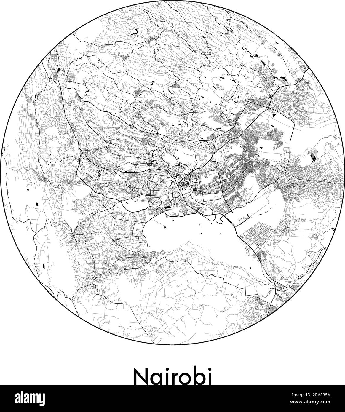 City Map Nairobi Kenya Africa vector illustration black white Stock