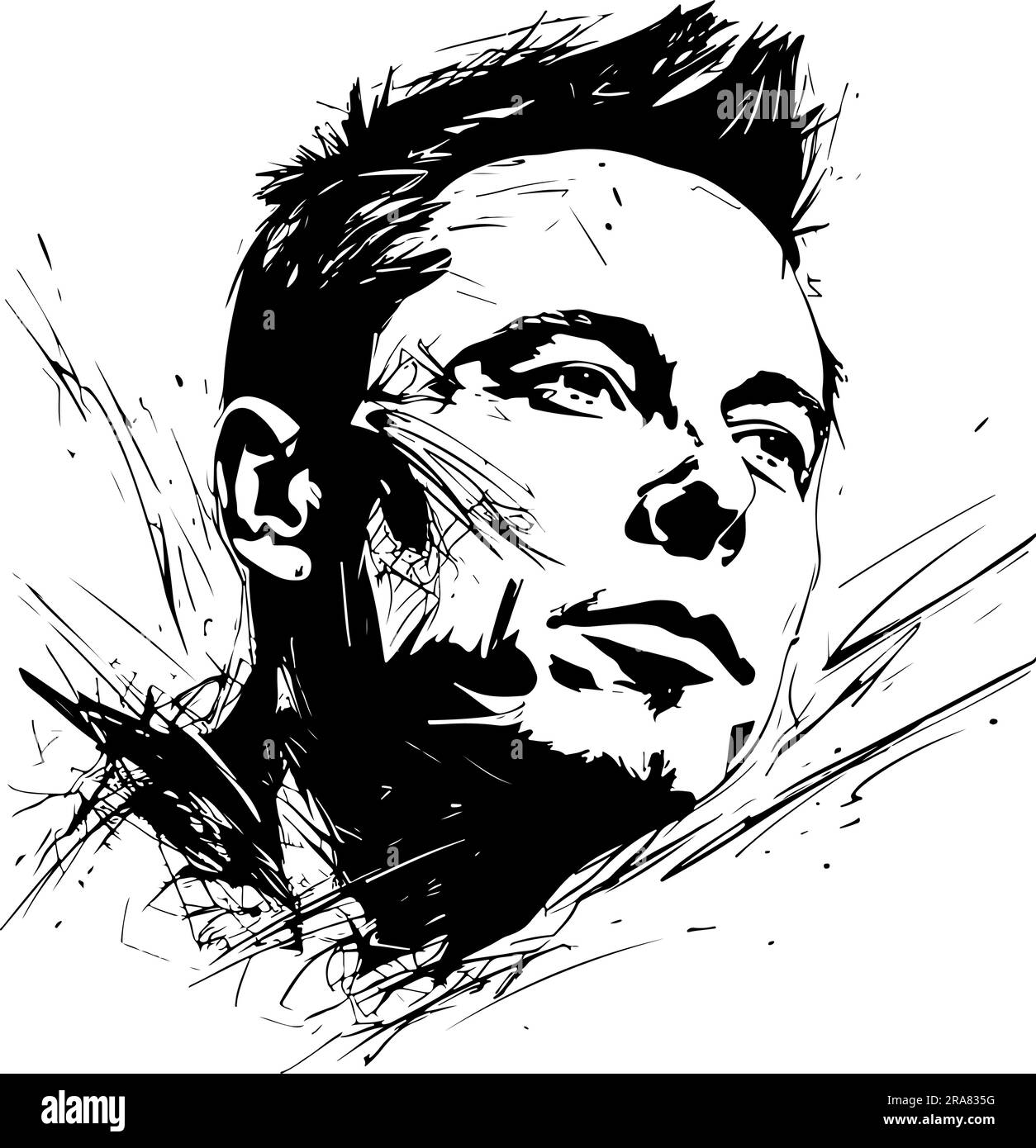 July 01, 2023 Caricature of Elon Reeve Musk, Elon Musk, CEO of SpaceX, CEO of Tesla, CEO of Twitter. Stock Vector