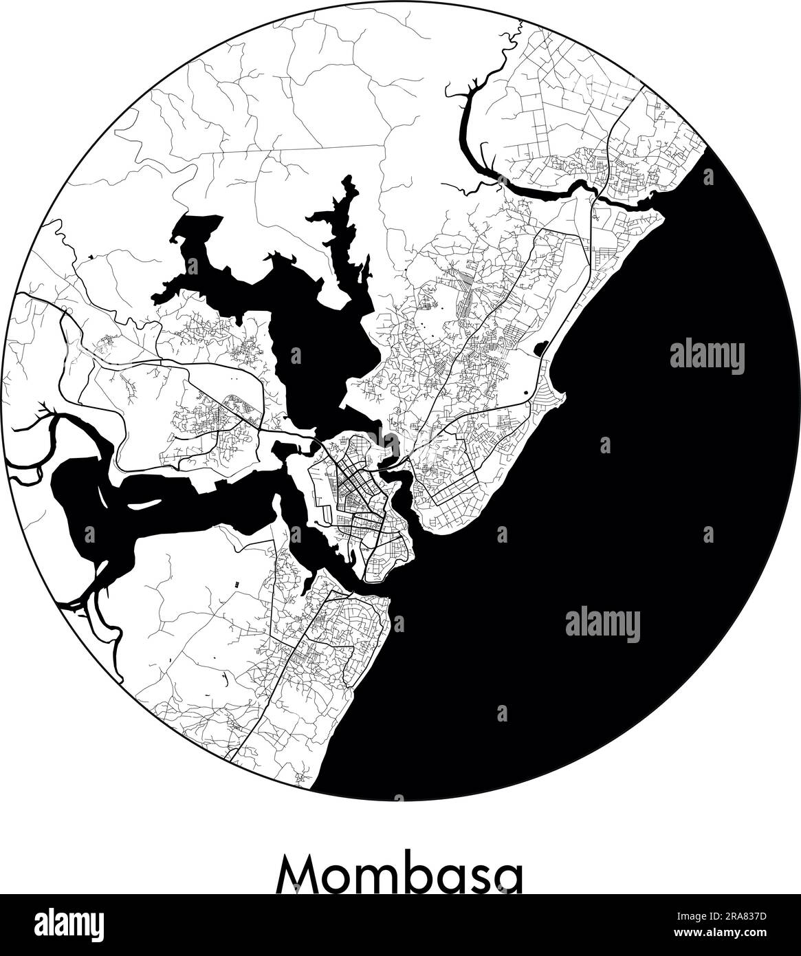 City Map Mombasa Kenya Africa vector illustration black white Stock ...