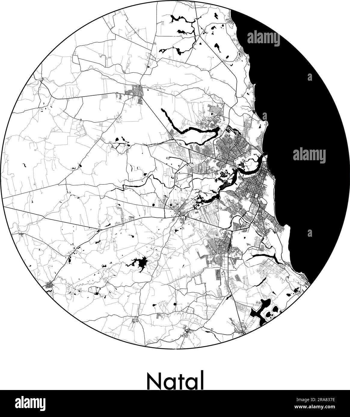 City Map Natal Brazil South America vector illustration black white