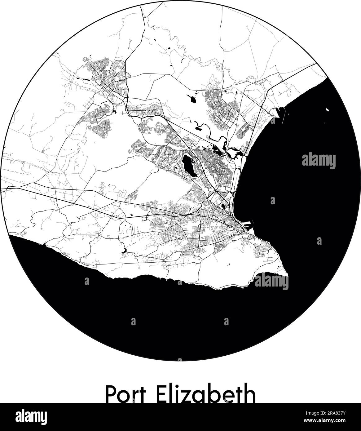 City Map Port Elizabeth South Africa Africa vector illustration black ...