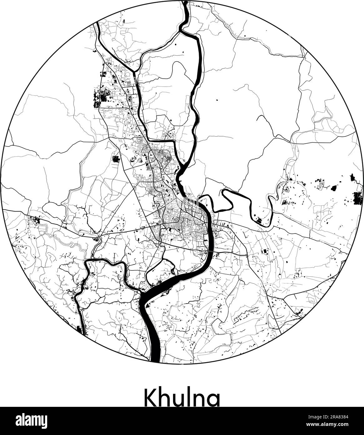 City Map Khulna Bangladesh Asia vector illustration black white Stock