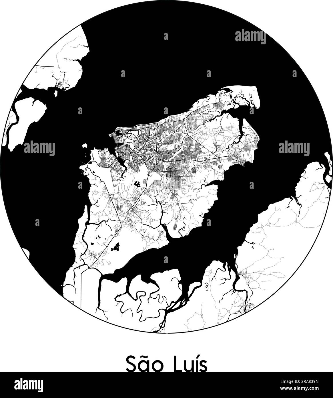 City Map Sao Luis Brazil South America vector illustration black white ...