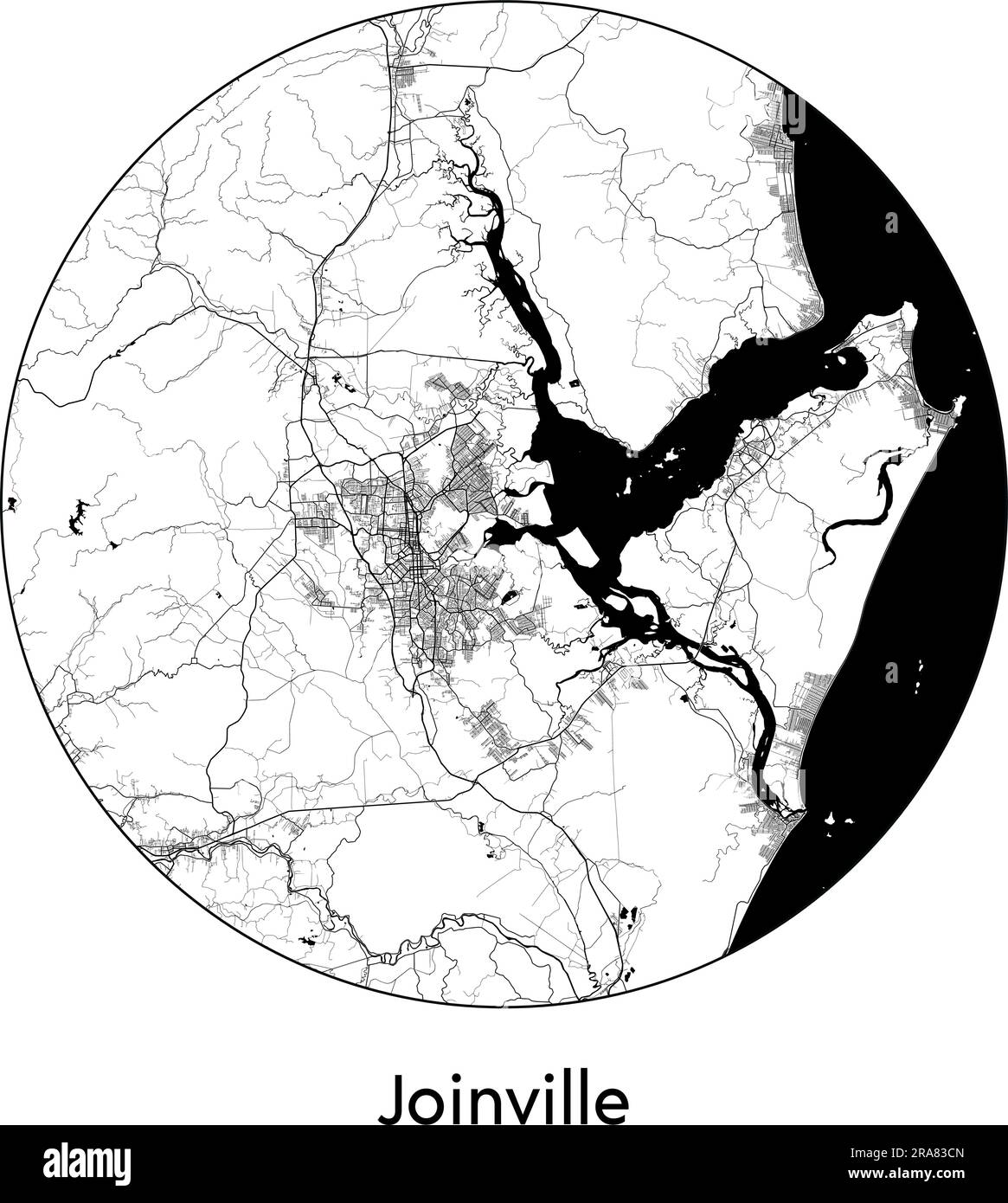 City Map Joinville Brazil South America vector illustration black white