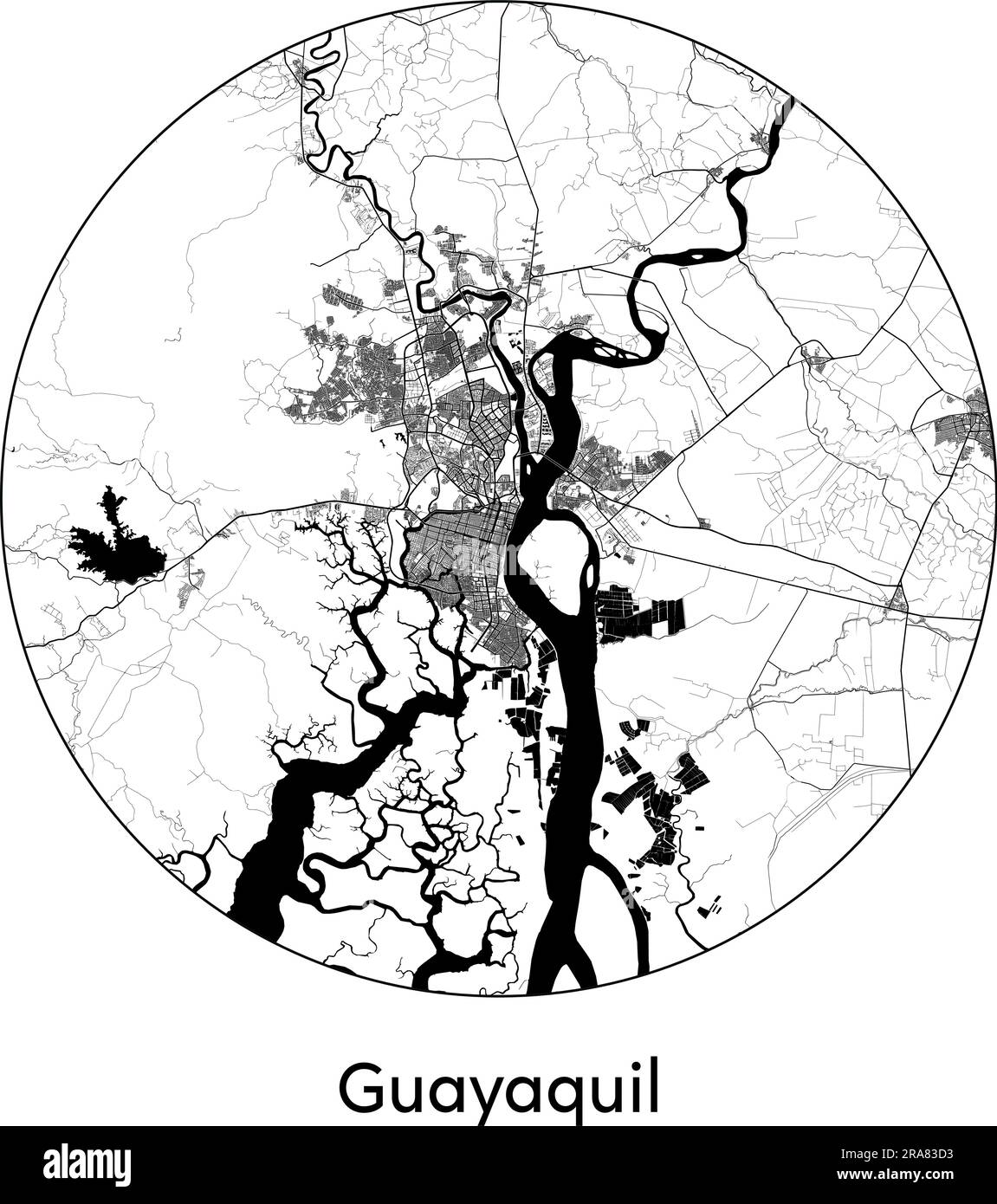 City Map Guayaquil Ecuador South America vector illustration black 