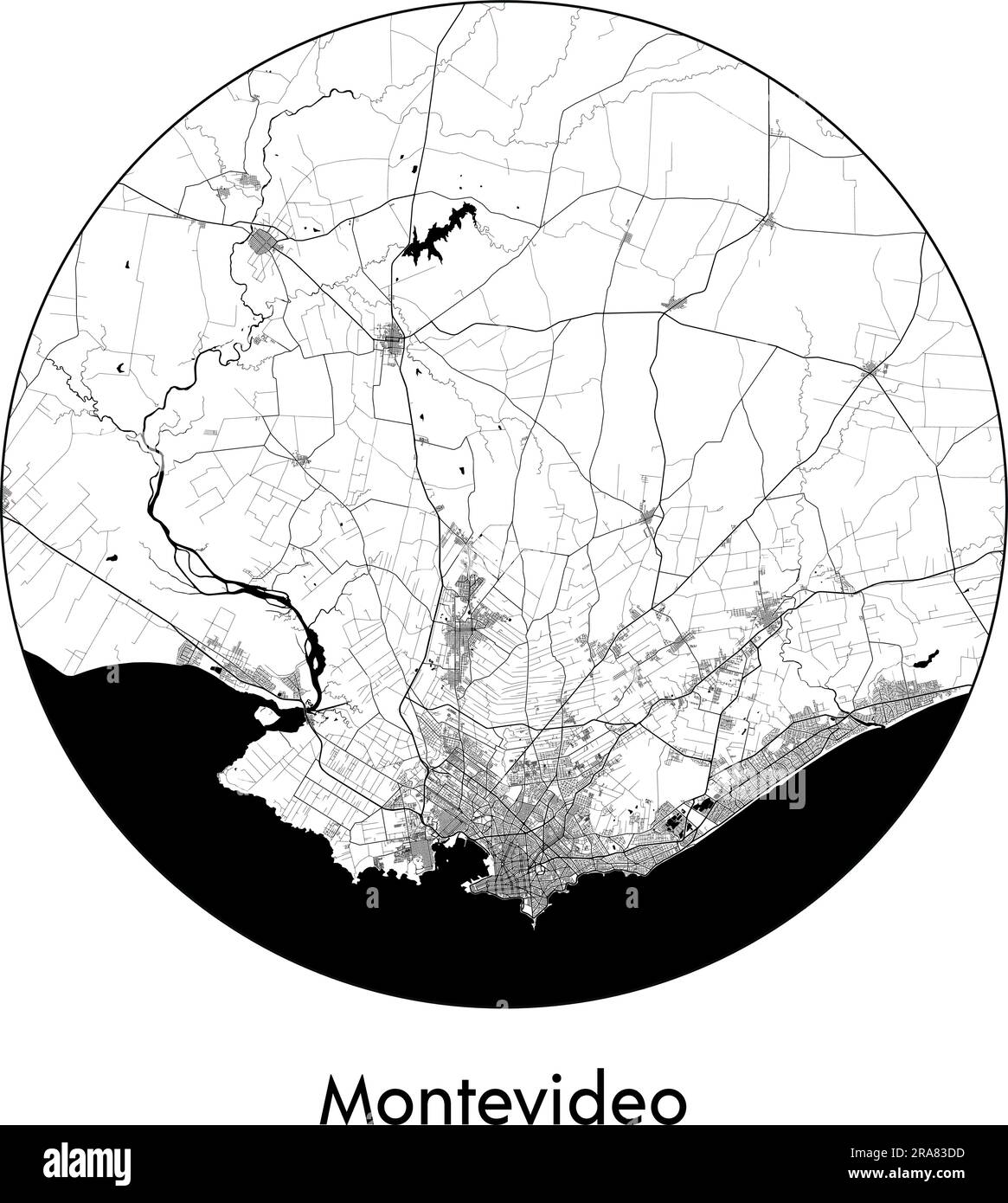 City Map Montevideo Uruguay South America vector illustration black white Stock Vector