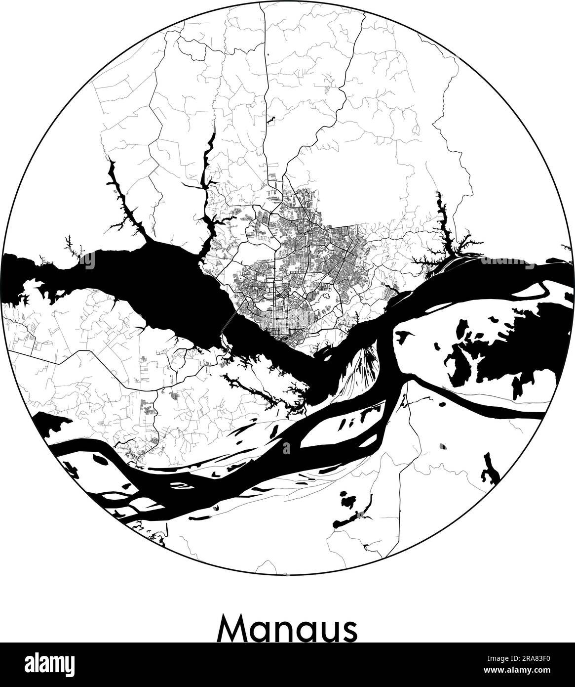 City Map Manaus Brazil South America vector illustration black white