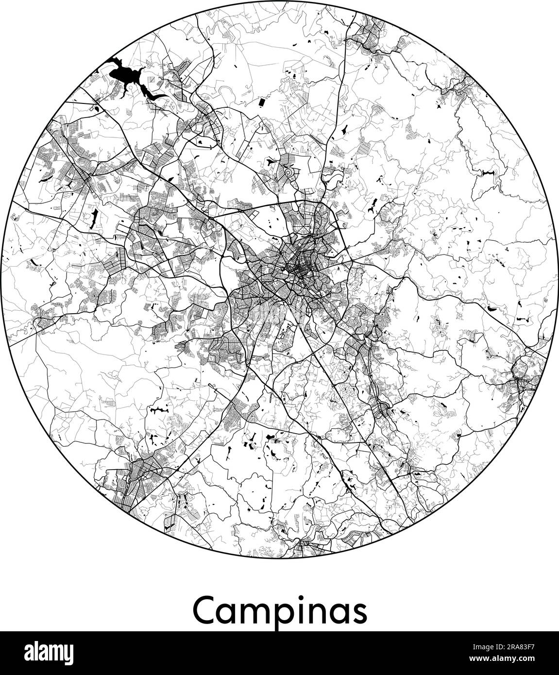City Map Campinas Brazil South America vector illustration black white
