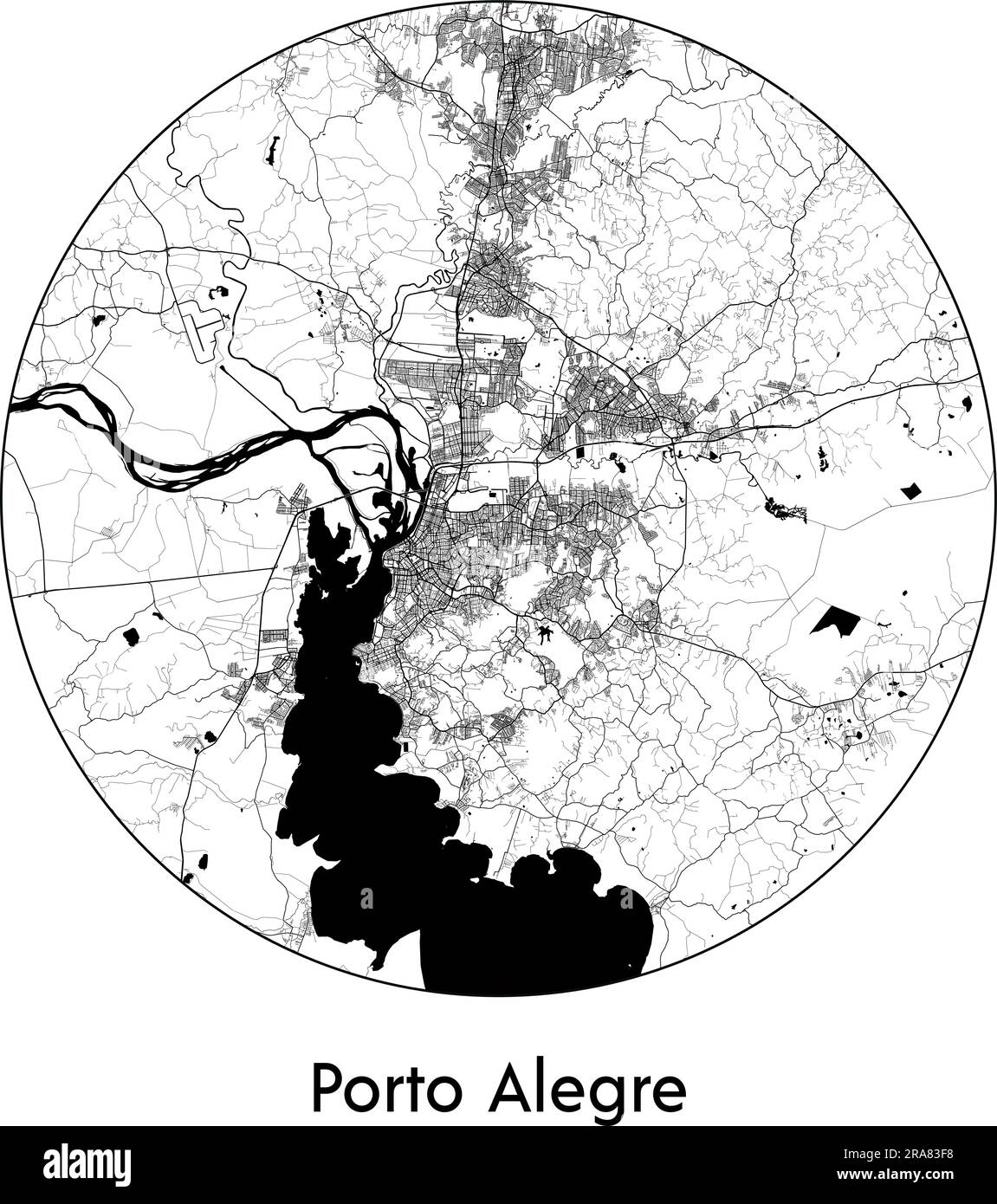 City Map Porto Alegre Brazil South America vector illustration black