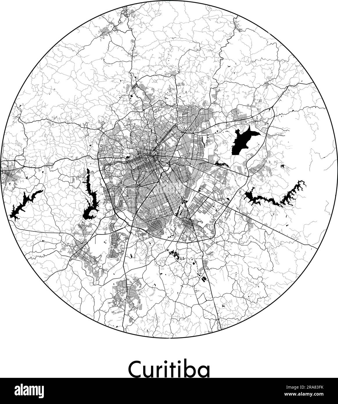 City Map Curitiba Brazil South America vector illustration black white