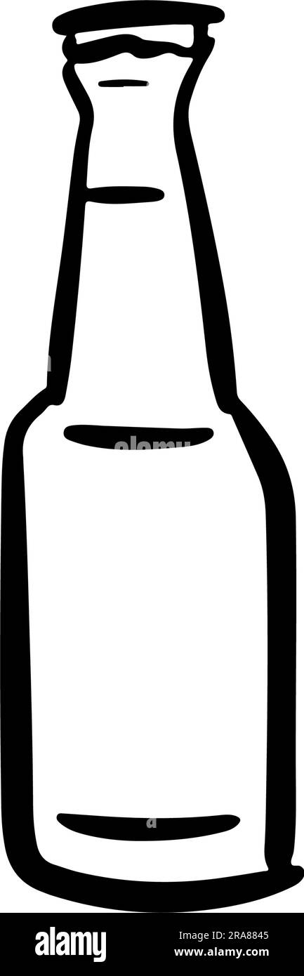 A bottle of beer. Cartoon hand-drawn doodle for logo and design Stock Vector