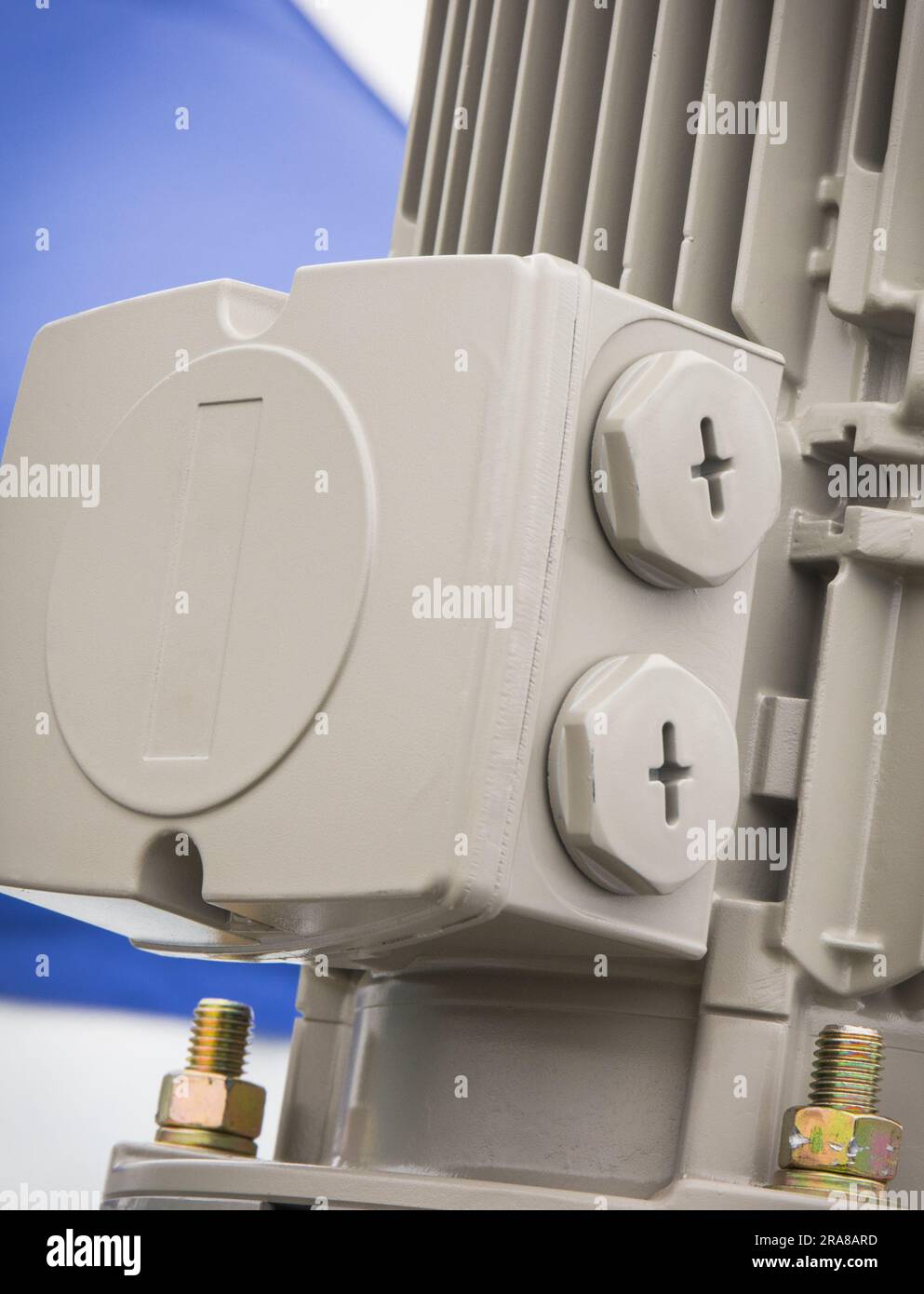 Gray electrical box used for wiring connections and part of electric