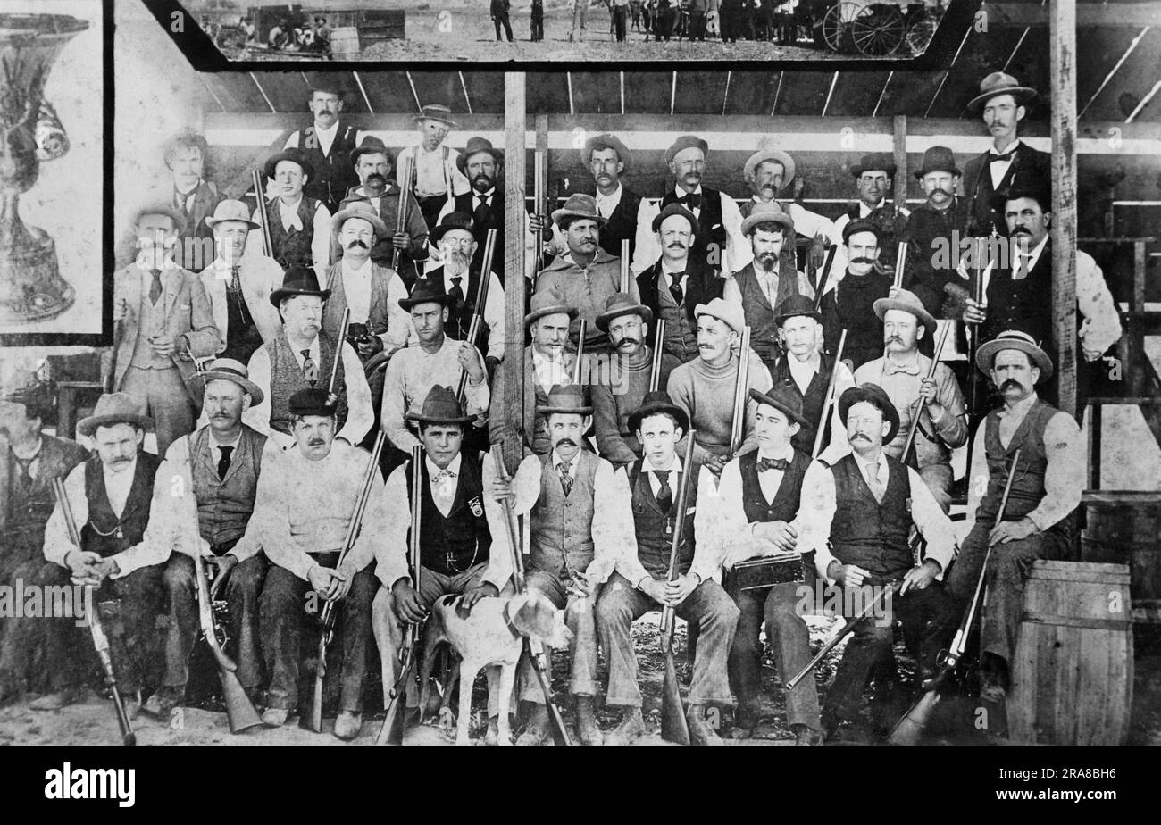 California c. 1880 A group portrait of a gun club with all the members