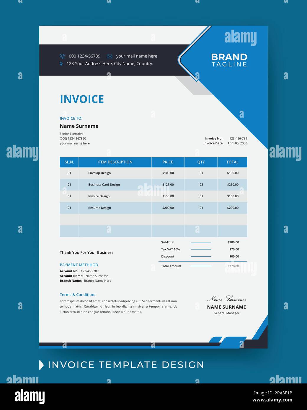 Invoice Layout Explained Invoice letterhead template hi-res stock photography and images - Alamy