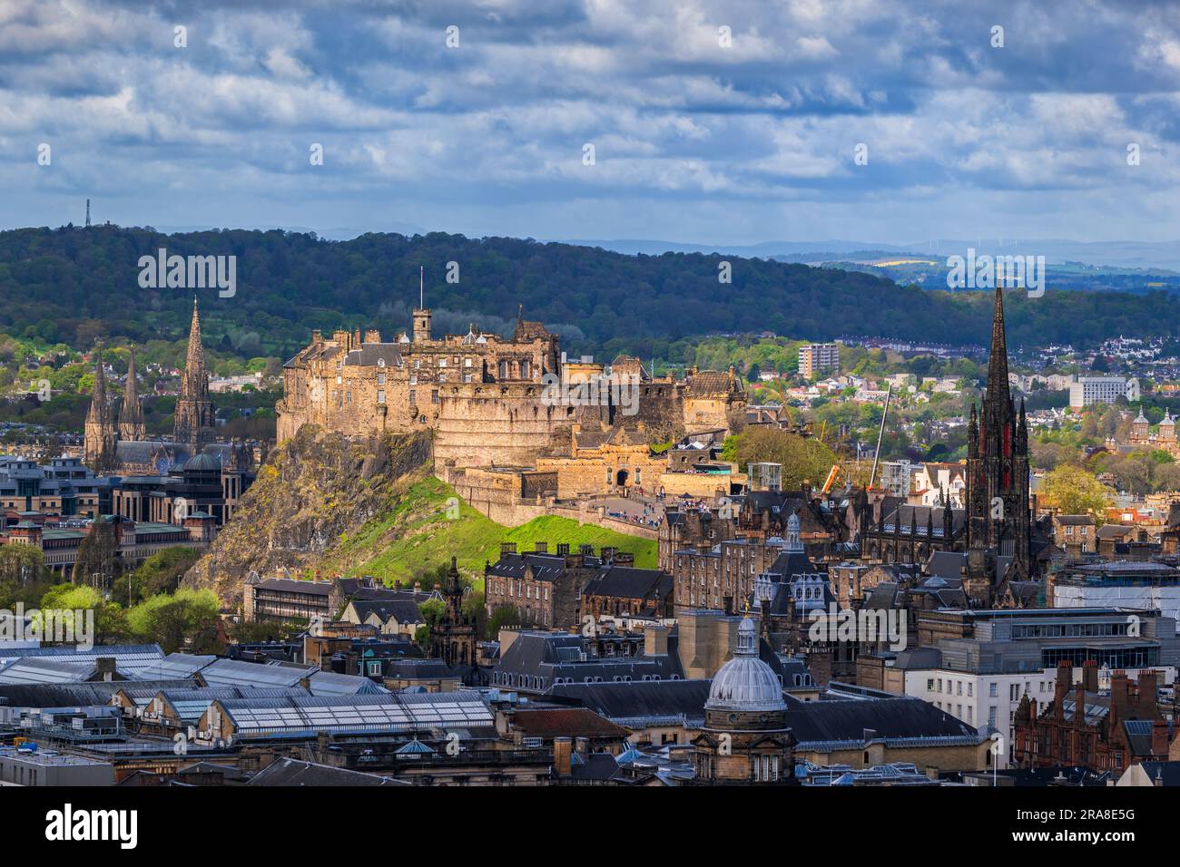 Edinburgh Castle in the sun, Old Town of Edinburgh city in Scotland, UK