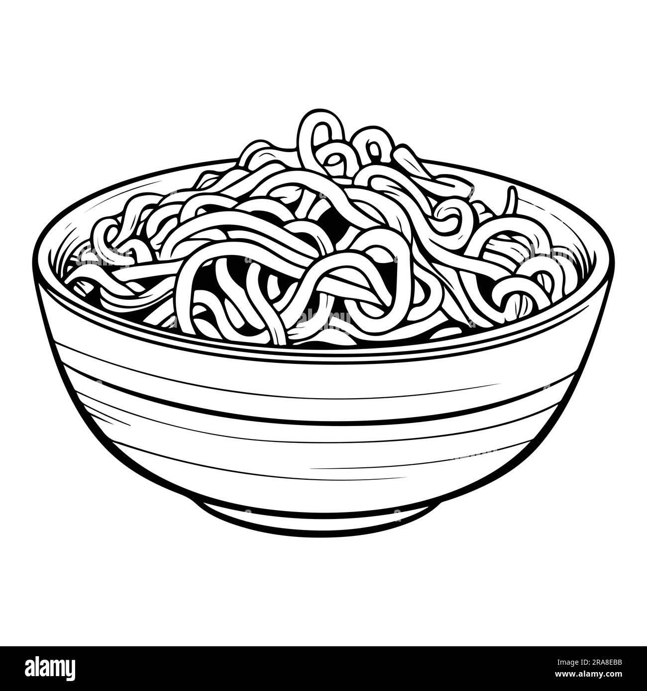Hand Drawn delicious noodles in doodle style isolated on background Stock Vector