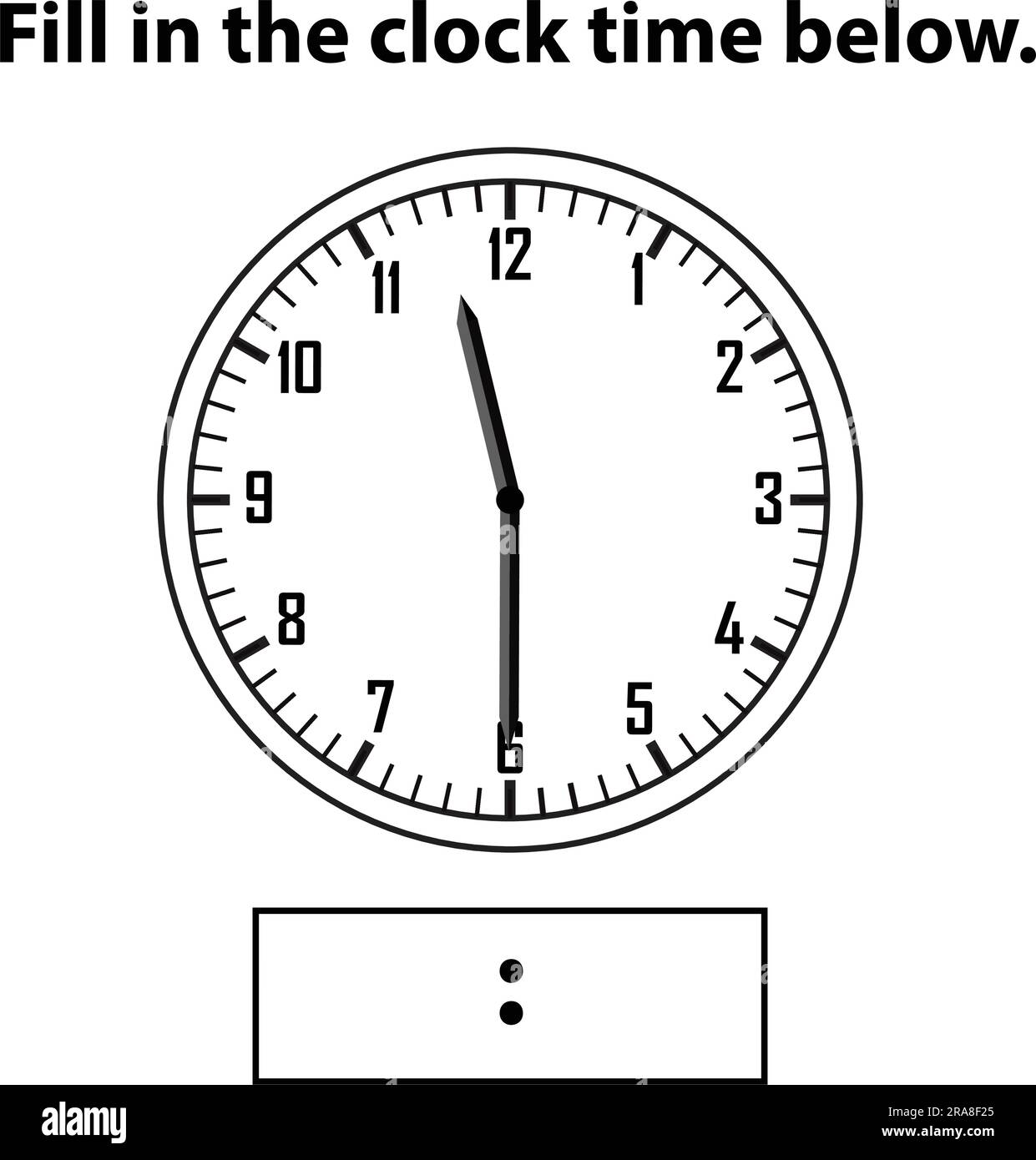 Analog clock. What is the time, write the Learning clock, and math