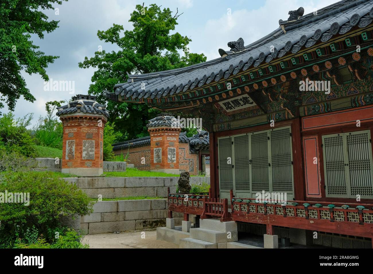 Seoul, South Korea - June 28, 2023: Detail of the Gyeongbokgung Palace in Seoul, South Korea. Stock Photo