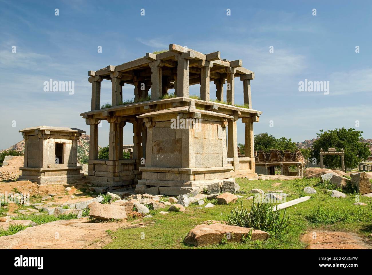 One of several 15th century gateways, with multiple stories in Hampi, Karnataka, South India, India, Asia. UNESCO World Heritage Site Stock Photo