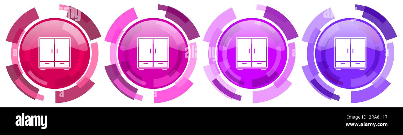 Wardrobe, room, design, interior, furniture colorful icons collection ...