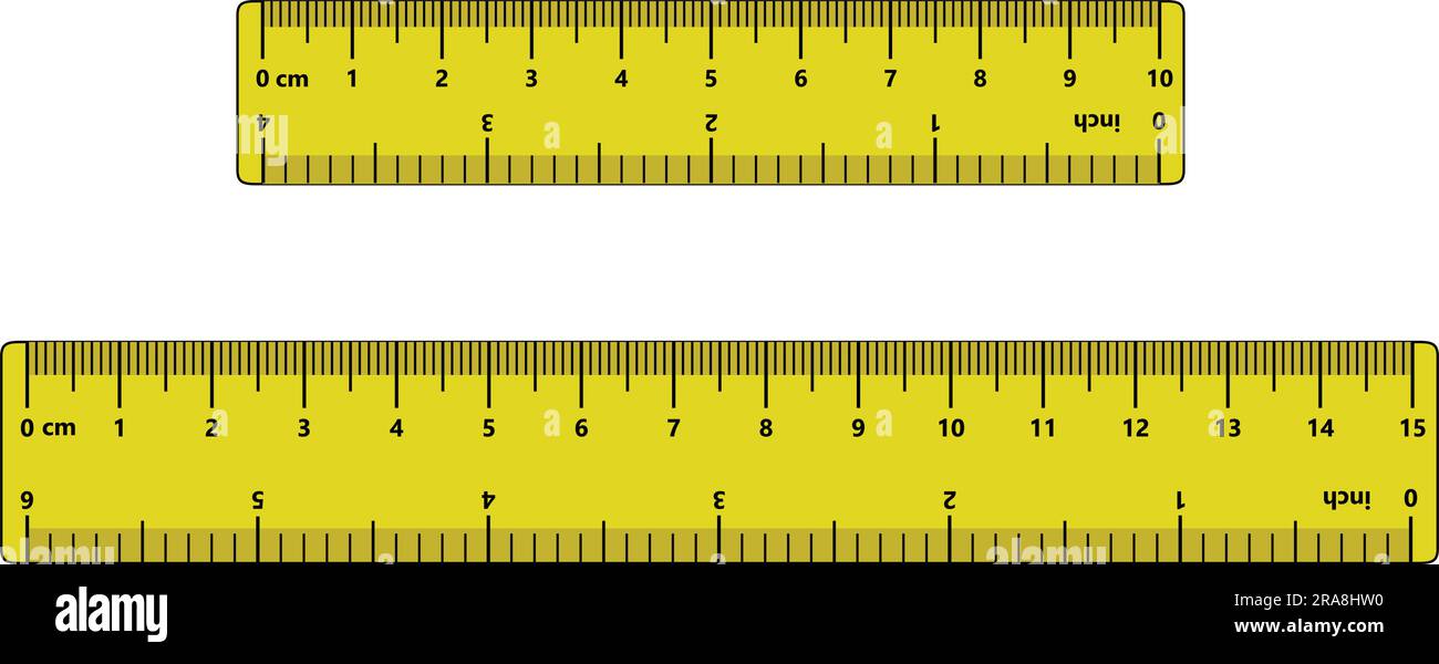 Measuring length in centimeters with the ruler. Education Ruler. Color
