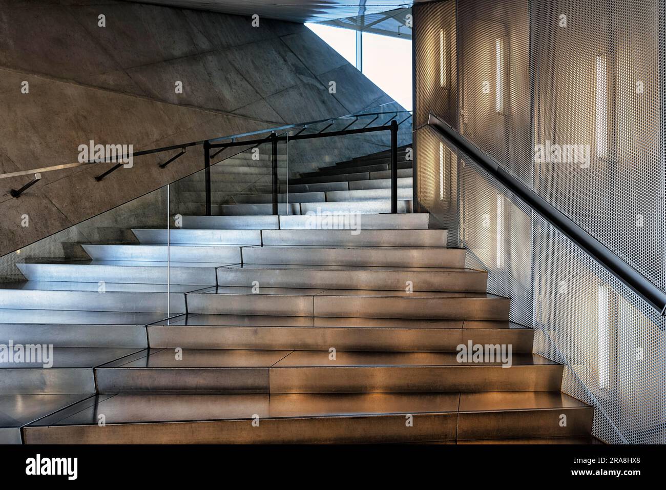 Concrete staircase in the Casa da Musica concert hall, Casa da Musica, architect Rem Koolhaas and Ellen Van Loon, interior shot, modern Stock Photo