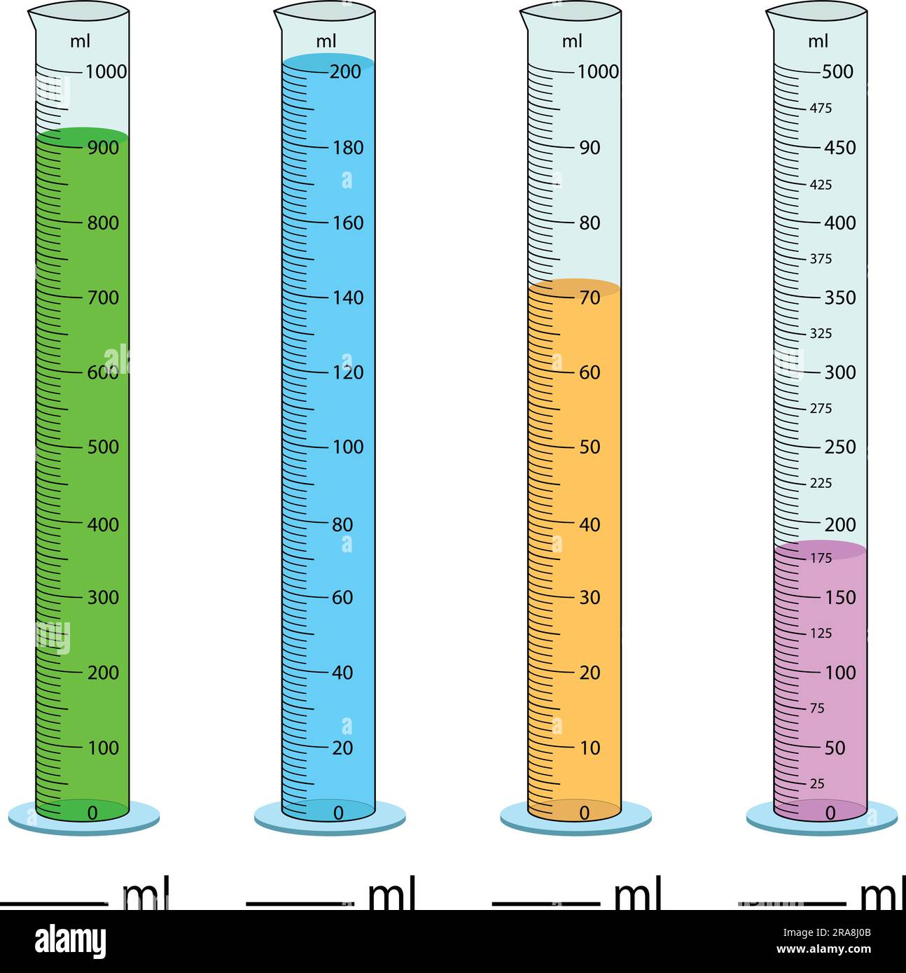 Measuring cylinder. Vector illustration. Cylinder graduated tube vector