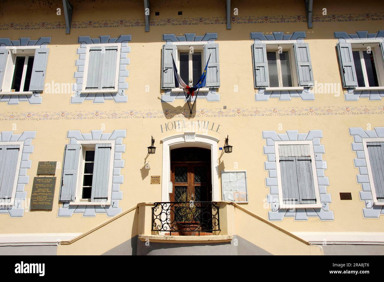 Town Hall, Guillaumes, Alpes-Maritimes, Provence-Alpes-Cote d'Azur, South of France Stock Photo