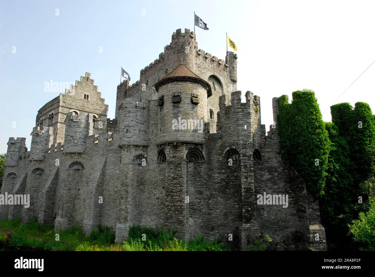 Gravensteen Castle, moated castle, Grafenstein, Ghent, Belgium Stock Photo