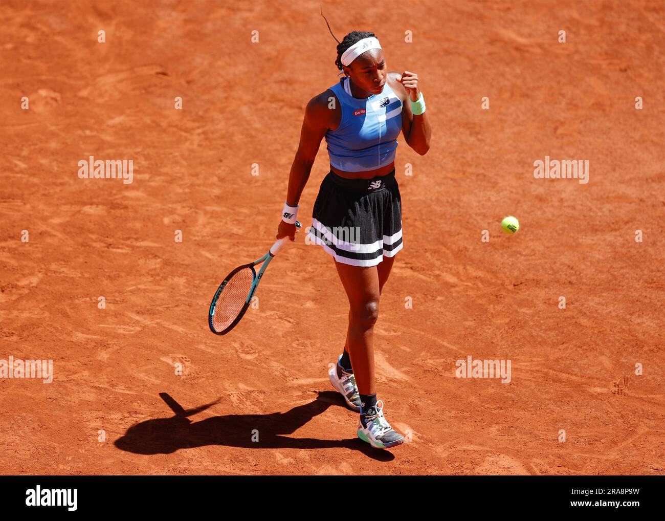 American tennis player Coco Gauff celebrating during French Open 2023 ...