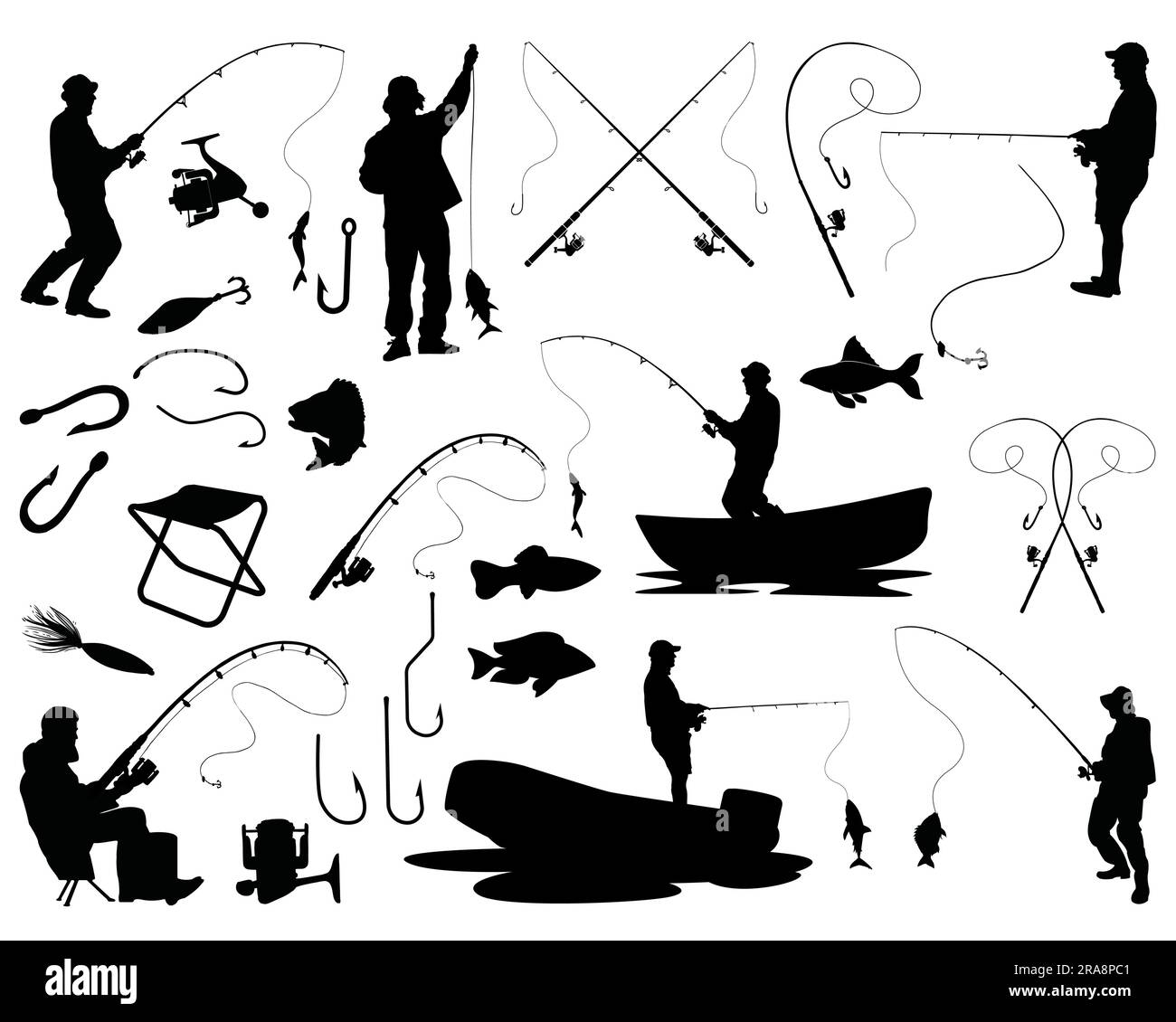 Silhouette of man fishing Stock Vector Images - Alamy