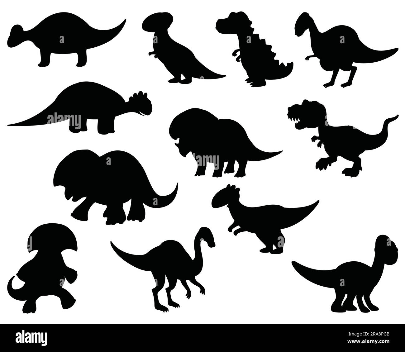 Set of Dinosaur Silhouette Stock Vector