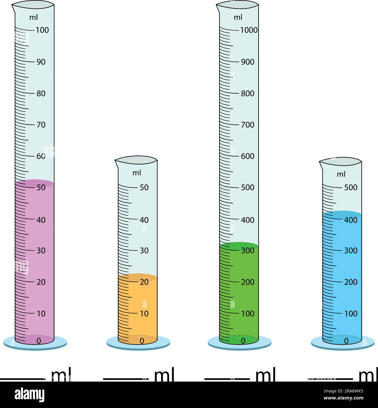 Measuring cylinder. Vector illustration. Cylinder graduated tube vector