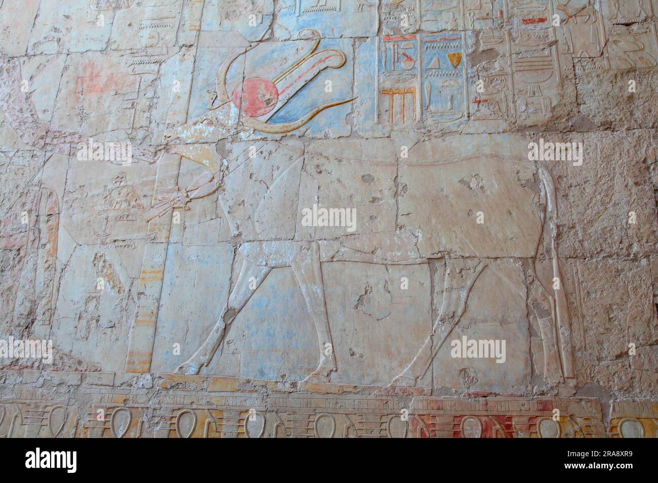 Egyptian mural, at the temple of Hatshepsut, Luxor, temple complex of