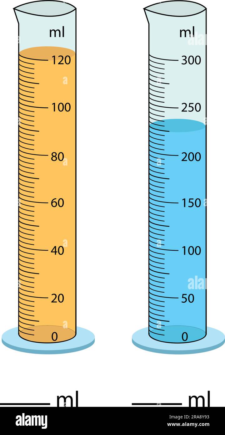 Measuring cylinder. Vector illustration. Cylinder graduated tube vector glass chemistry