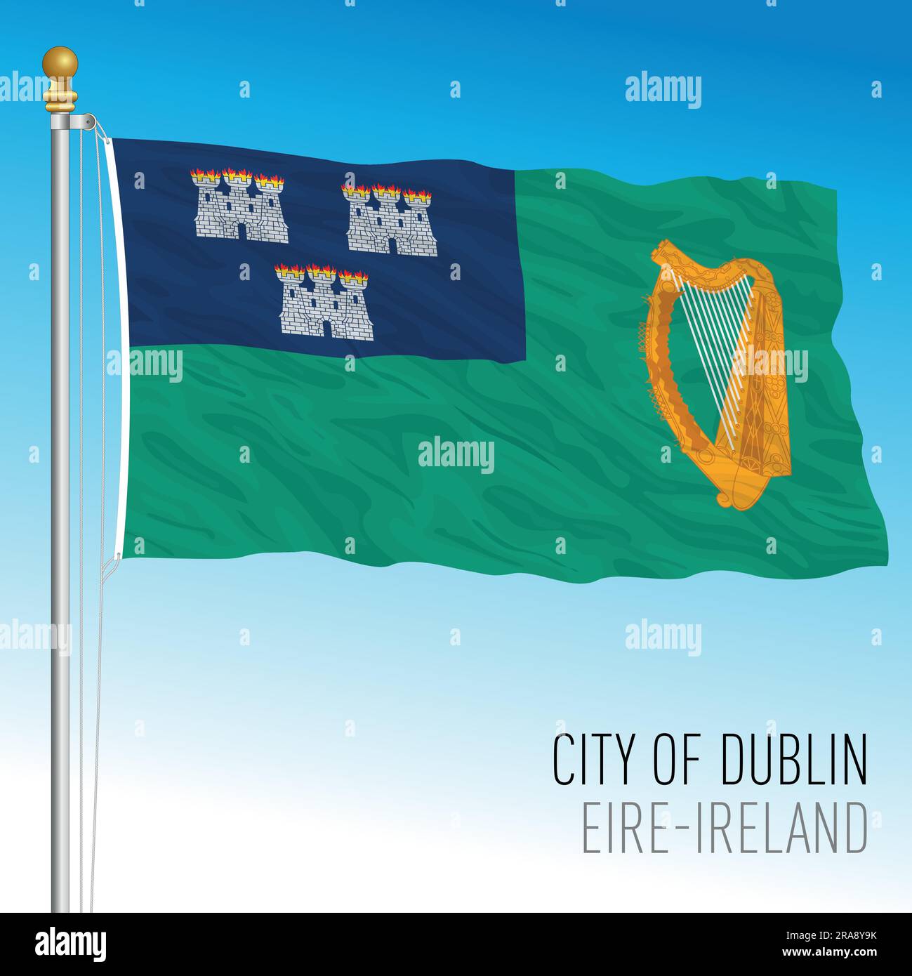 Dublin, Ireland, flag of the city, vector illustration Stock Vector