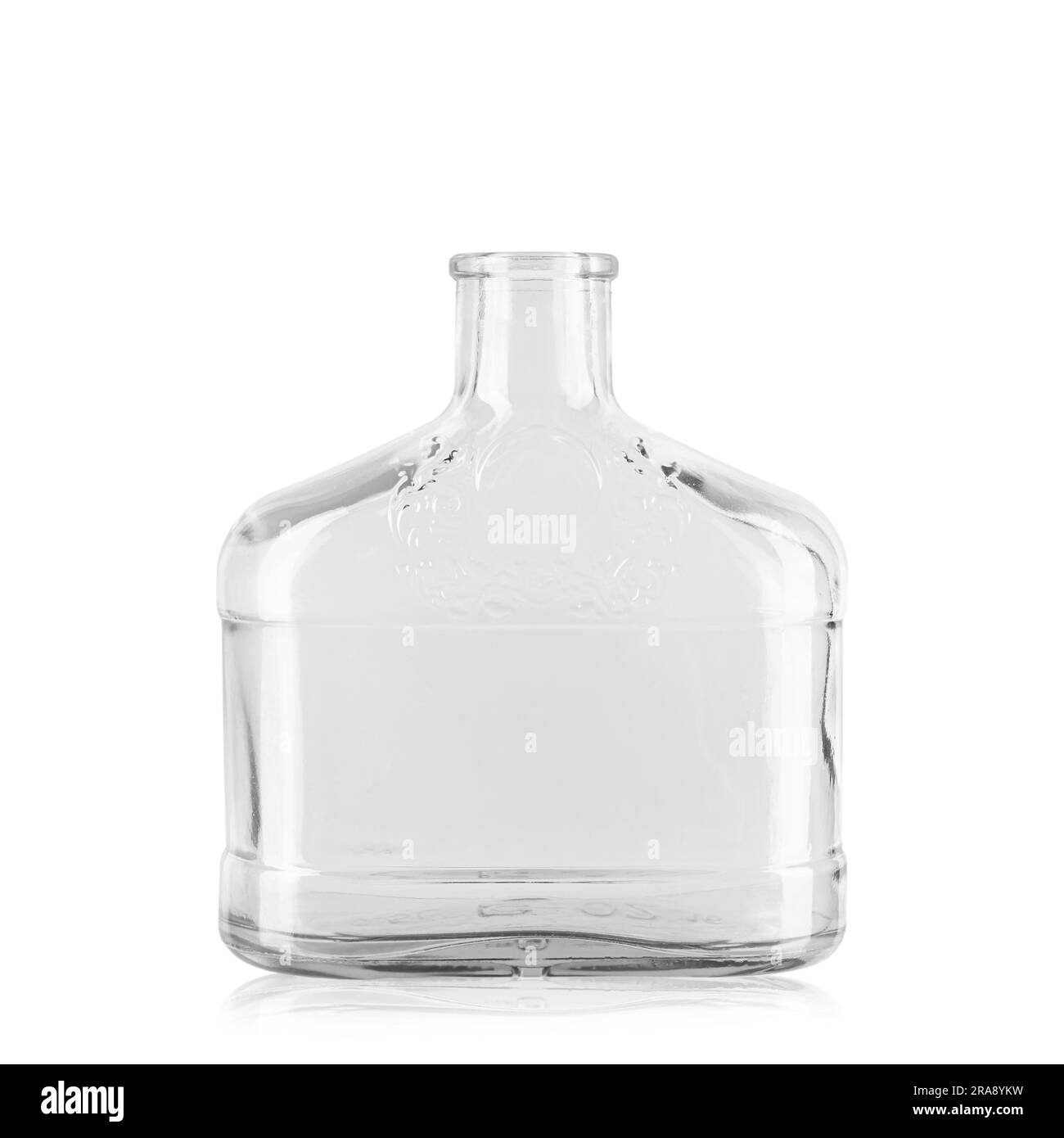 Empty cognac bottle isolated on white background. File contains clipping path Stock Photo