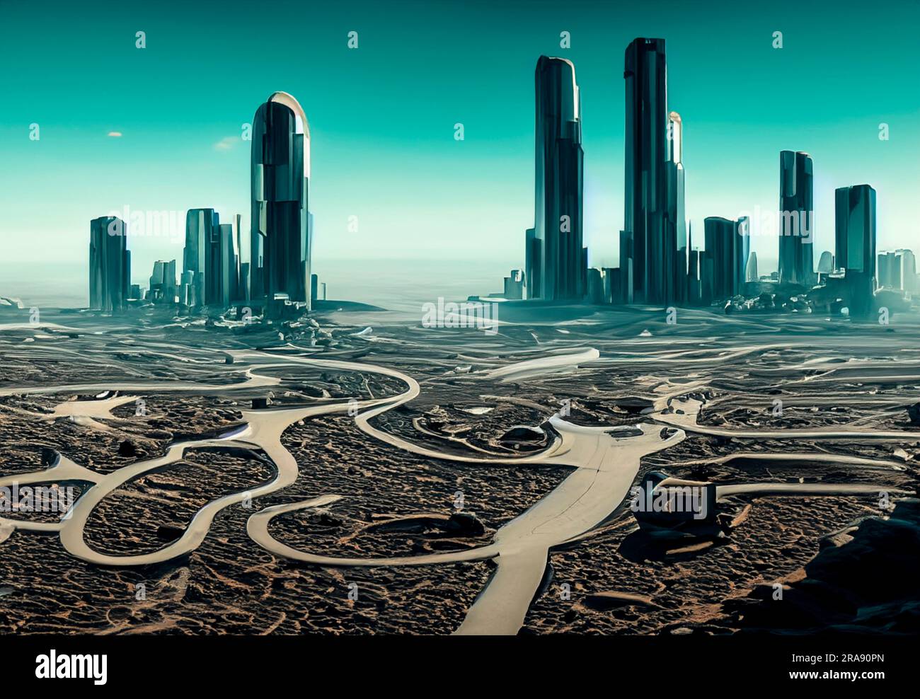 Futuristic city in desert Stock Photo - Alamy