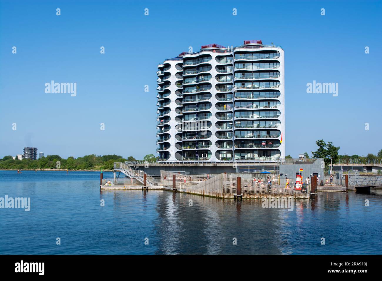 Modern housing estate in Copenhagen, Denmark. A new district Sluseholmen with beautiful eco