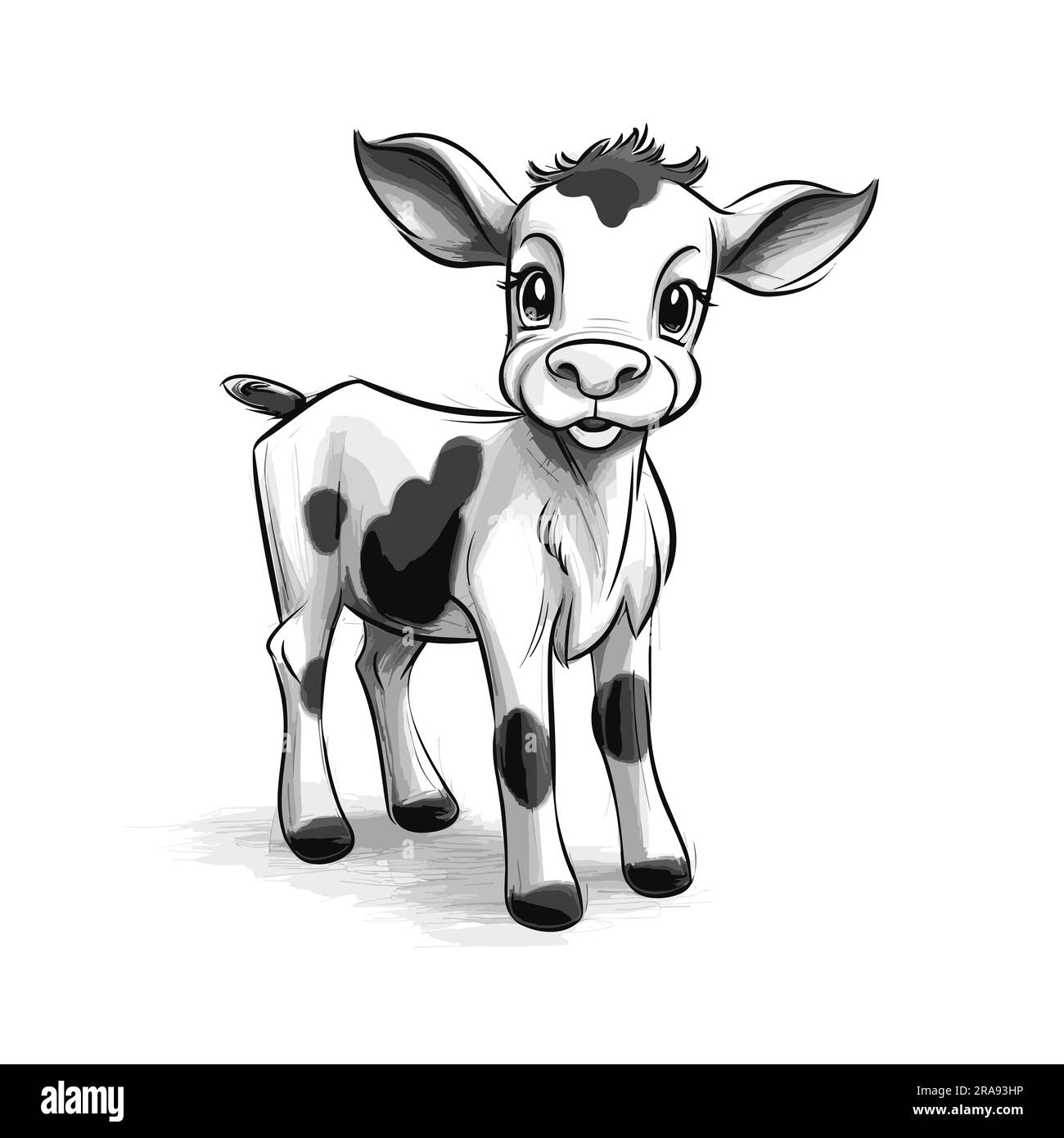 Cow. Cow hand-drawn illustration. Vector doodle style cartoon ...