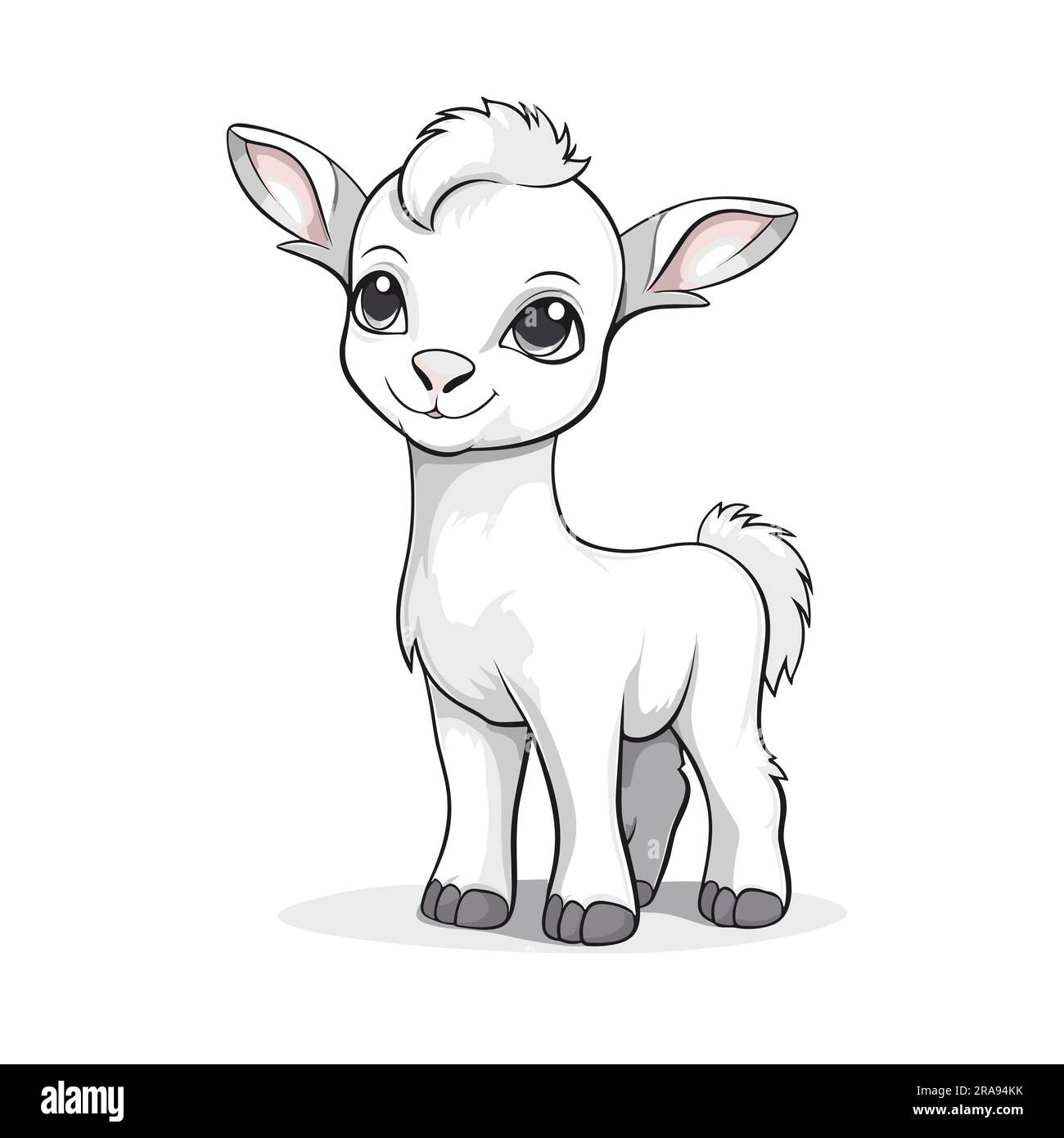 Goat kid. Goat handdrawn illustration. Vector doodle style cartoon