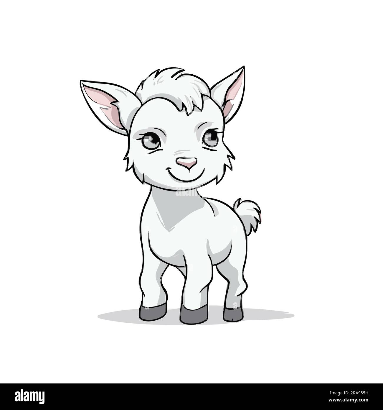 Goat kid. Goat handdrawn illustration. Vector doodle style cartoon
