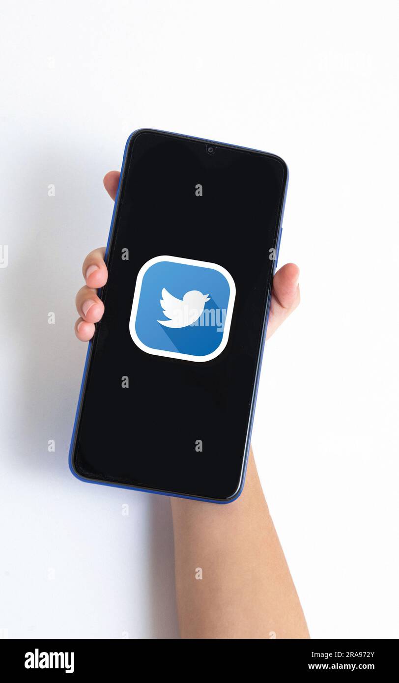 Twitter logo is displayed on the screen. Twitter logo on black or white